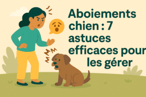 Chien qui aboie en extérieur pendant une promenade et la maitresse le gronde.