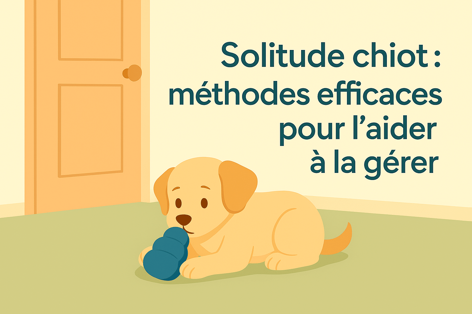 Chiot calme qui apprend à gérer la solitude avec un jouet d’occupation